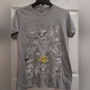 Unisex Small S Pokemon Grayscale Pokemon Highlight Pikachu AOP Graphic T Shirt